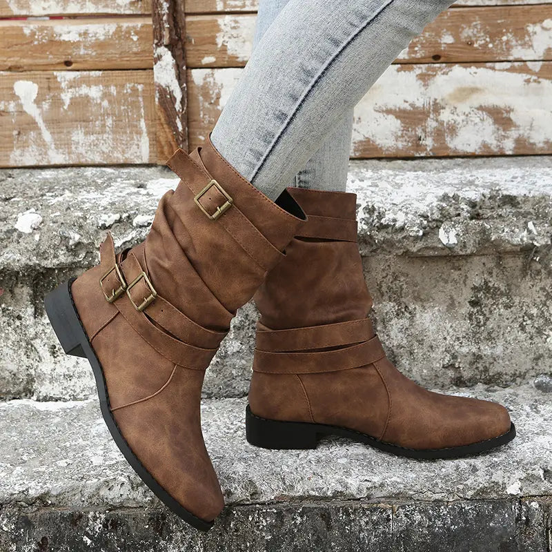 HOT SALE 45% OFFđ„New Fall Winter Women Vintage Round Toe Mid-Calf Boots
