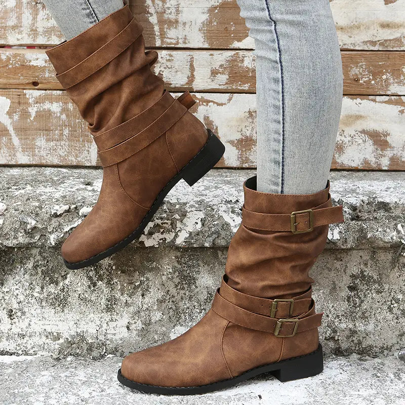 HOT SALE 45% OFFđ„New Fall Winter Women Vintage Round Toe Mid-Calf Boots