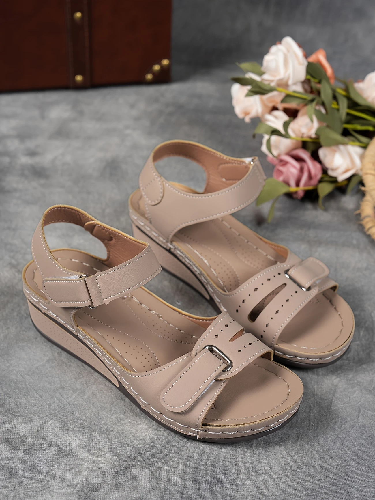 Promoción de último día 49%❤️ Sandalias de plataforma de cuña para mujer con correa ajustable