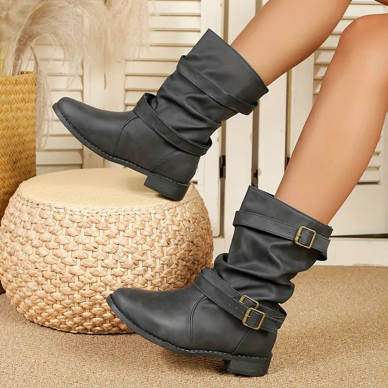 HOT SALE 45% OFFđ„New Fall Winter Women Vintage Round Toe Mid-Calf Boots