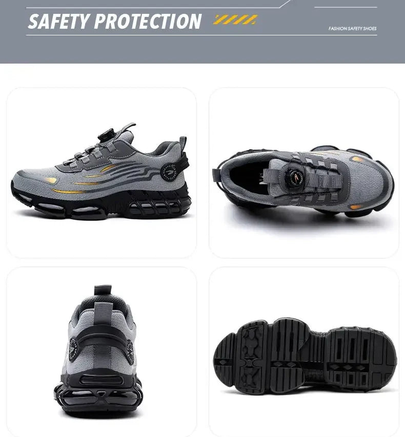 Zapatillas de trabajo indestructibles con amortiguación de aire y botón giratorio (2024)