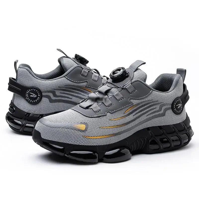 Zapatillas de trabajo indestructibles con amortiguación de aire y botón giratorio (2024)