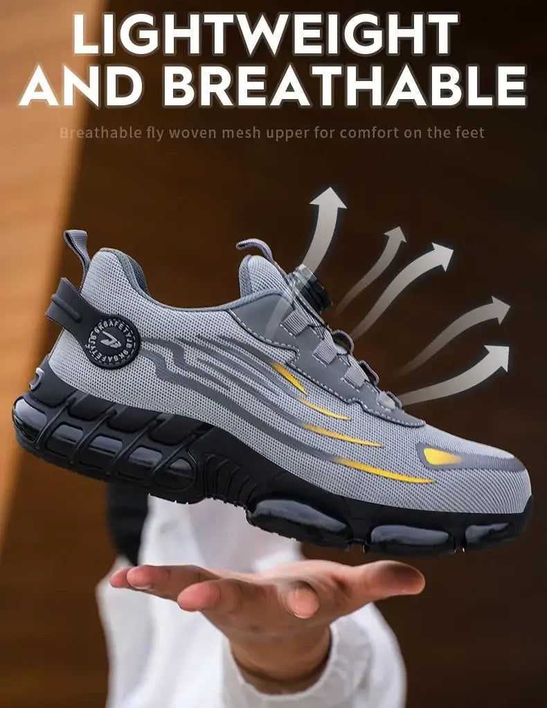 Zapatillas de trabajo indestructibles con amortiguación de aire y botón giratorio (2024)
