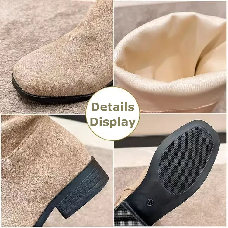 OFERTA CALIENTE 45%🔥Botas plisadas para mujer, botas altas hasta la rodilla de ante sintético aterciopelado, invierno 2024