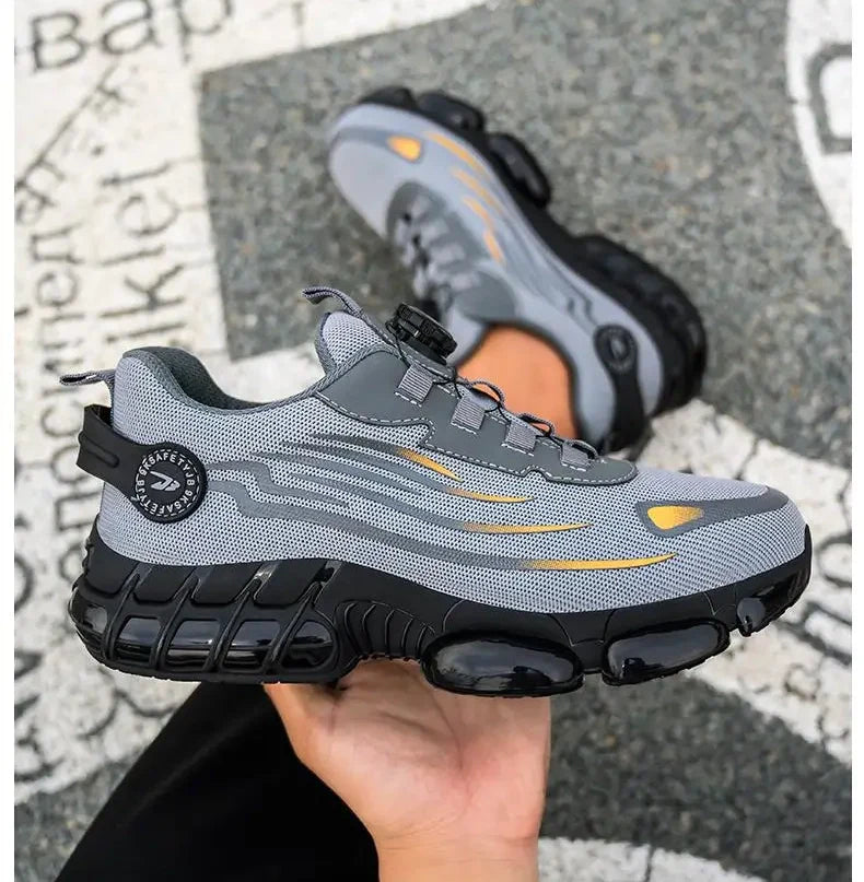 Zapatillas de trabajo indestructibles con amortiguación de aire y botón giratorio (2024)