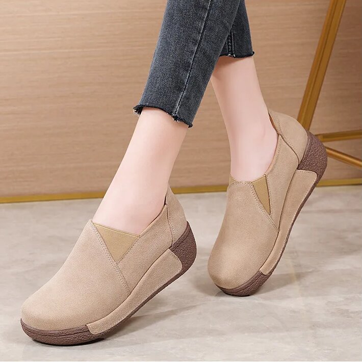 Primavera y verano 50% de descuento💝 Zapatos planos ortopédicos de plataforma para mujer, mocasines de cuero cómodos
