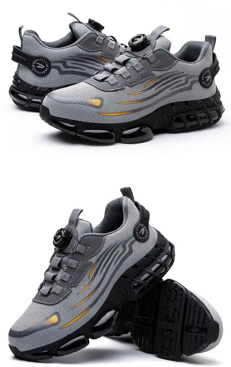 Zapatillas de trabajo indestructibles con amortiguación de aire y botón giratorio (2024)