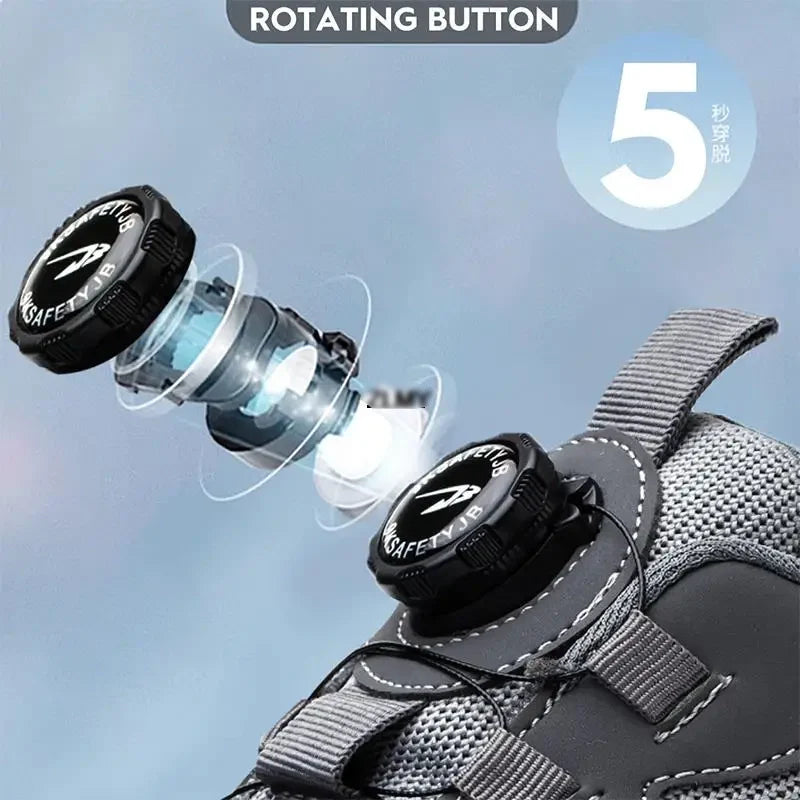 Zapatillas de trabajo indestructibles con amortiguación de aire y botón giratorio (2024)