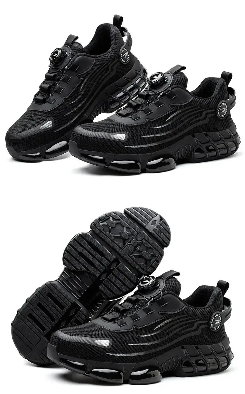 Zapatillas de trabajo indestructibles con amortiguación de aire y botón giratorio (2024)