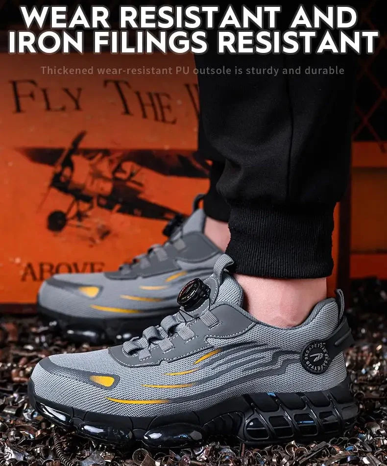 Zapatillas de trabajo indestructibles con amortiguación de aire y botón giratorio (2024)