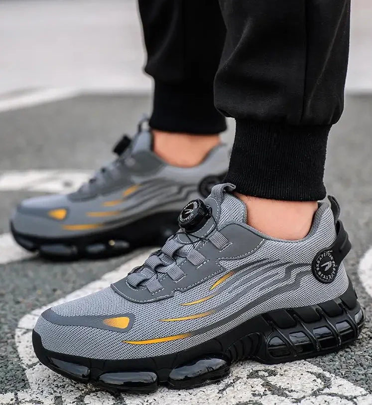 Zapatillas de trabajo indestructibles con amortiguación de aire y botón giratorio (2024)
