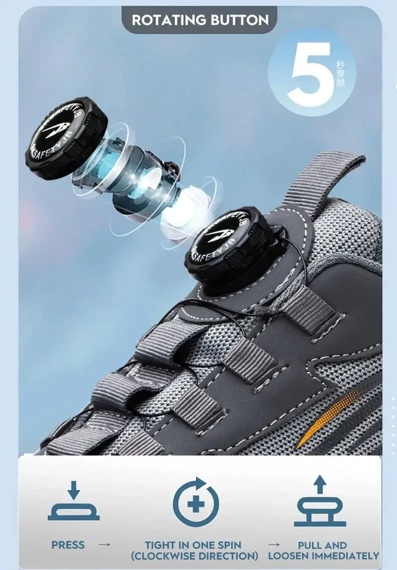 Zapatillas de trabajo indestructibles con amortiguación de aire y botón giratorio (2024)