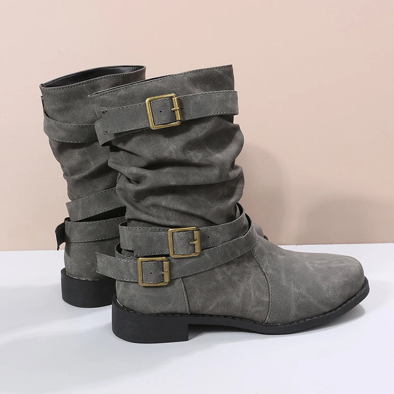 HOT SALE 45% OFFđ„New Fall Winter Women Vintage Round Toe Mid-Calf Boots