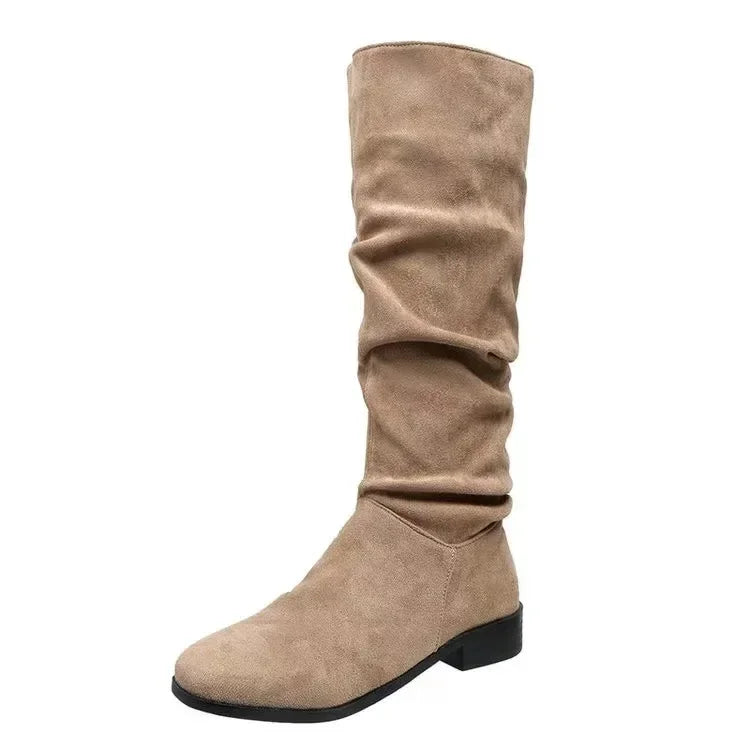 OFERTA CALIENTE 45%🔥Botas plisadas para mujer, botas altas hasta la rodilla de ante sintético aterciopelado, invierno 2024