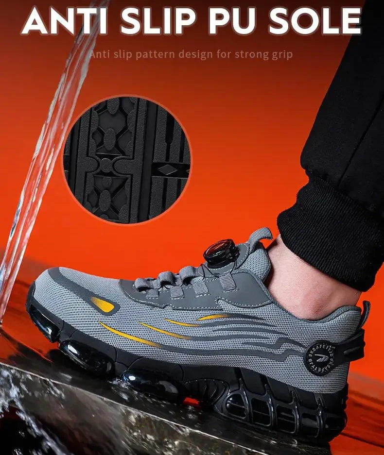 Zapatillas de trabajo indestructibles con amortiguación de aire y botón giratorio (2024)