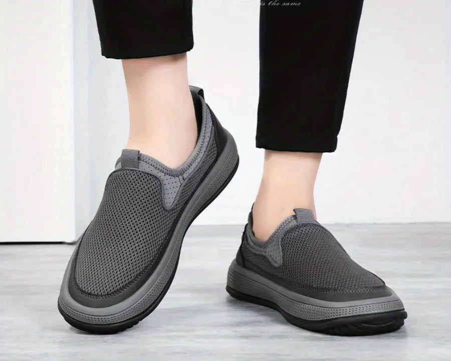 Zapatos ortopédicos sin cordones de malla transpirable para hombre