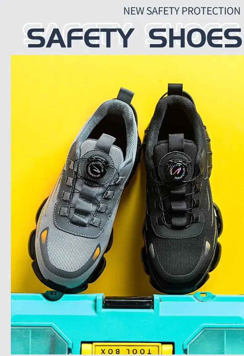 Zapatillas de trabajo indestructibles con amortiguación de aire y botón giratorio (2024)