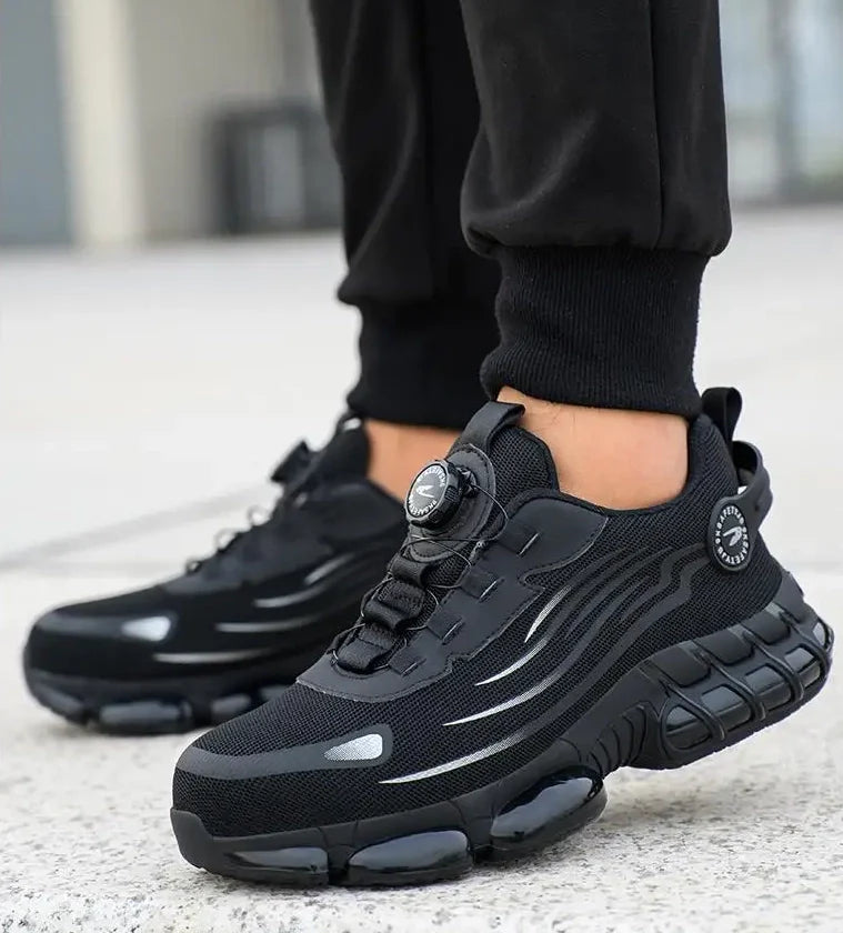 Zapatillas de trabajo indestructibles con amortiguación de aire y botón giratorio (2024)
