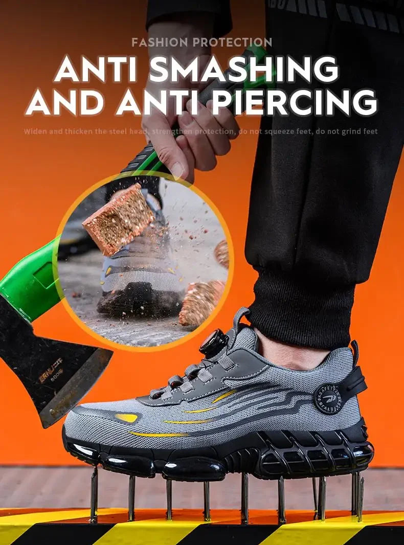 Zapatillas de trabajo indestructibles con amortiguación de aire y botón giratorio (2024)