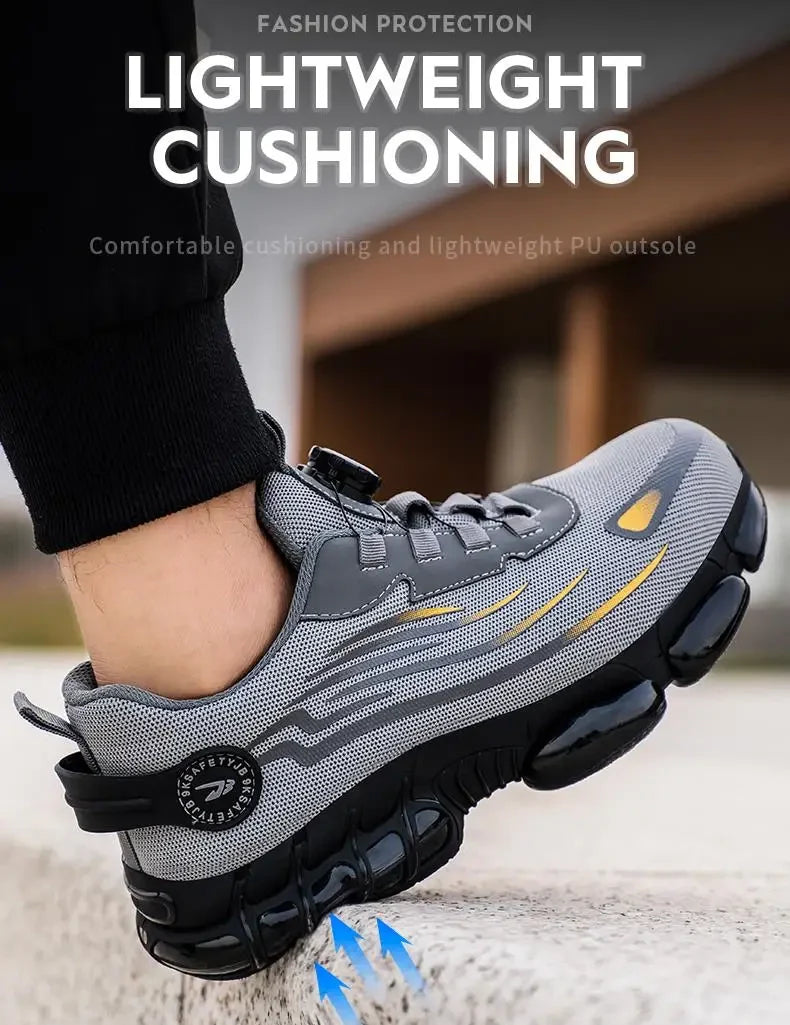 Zapatillas de trabajo indestructibles con amortiguación de aire y botón giratorio (2024)