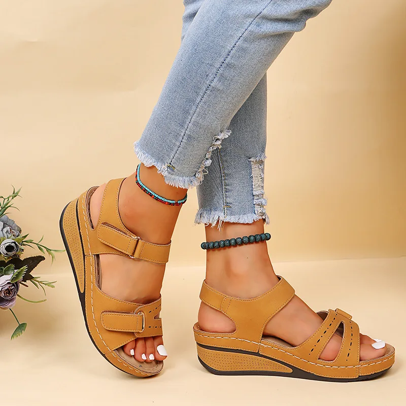 Promoción de último día 49%❤️ Sandalias de plataforma de cuña para mujer con correa ajustable