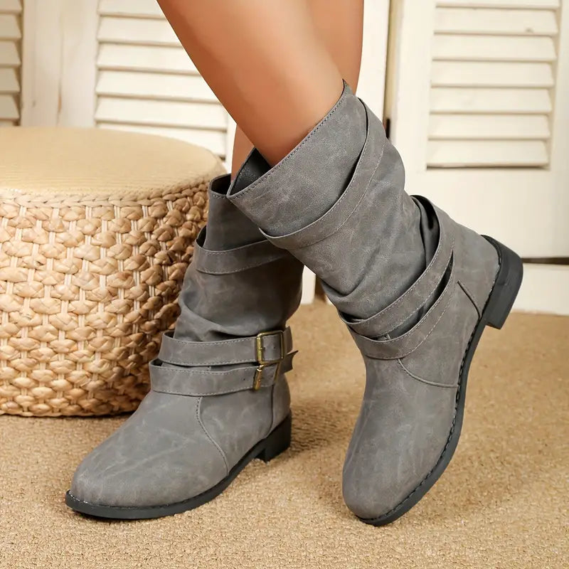 HOT SALE 45% OFFđ„New Fall Winter Women Vintage Round Toe Mid-Calf Boots