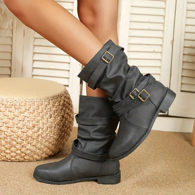 HOT SALE 45% OFFđ„New Fall Winter Women Vintage Round Toe Mid-Calf Boots