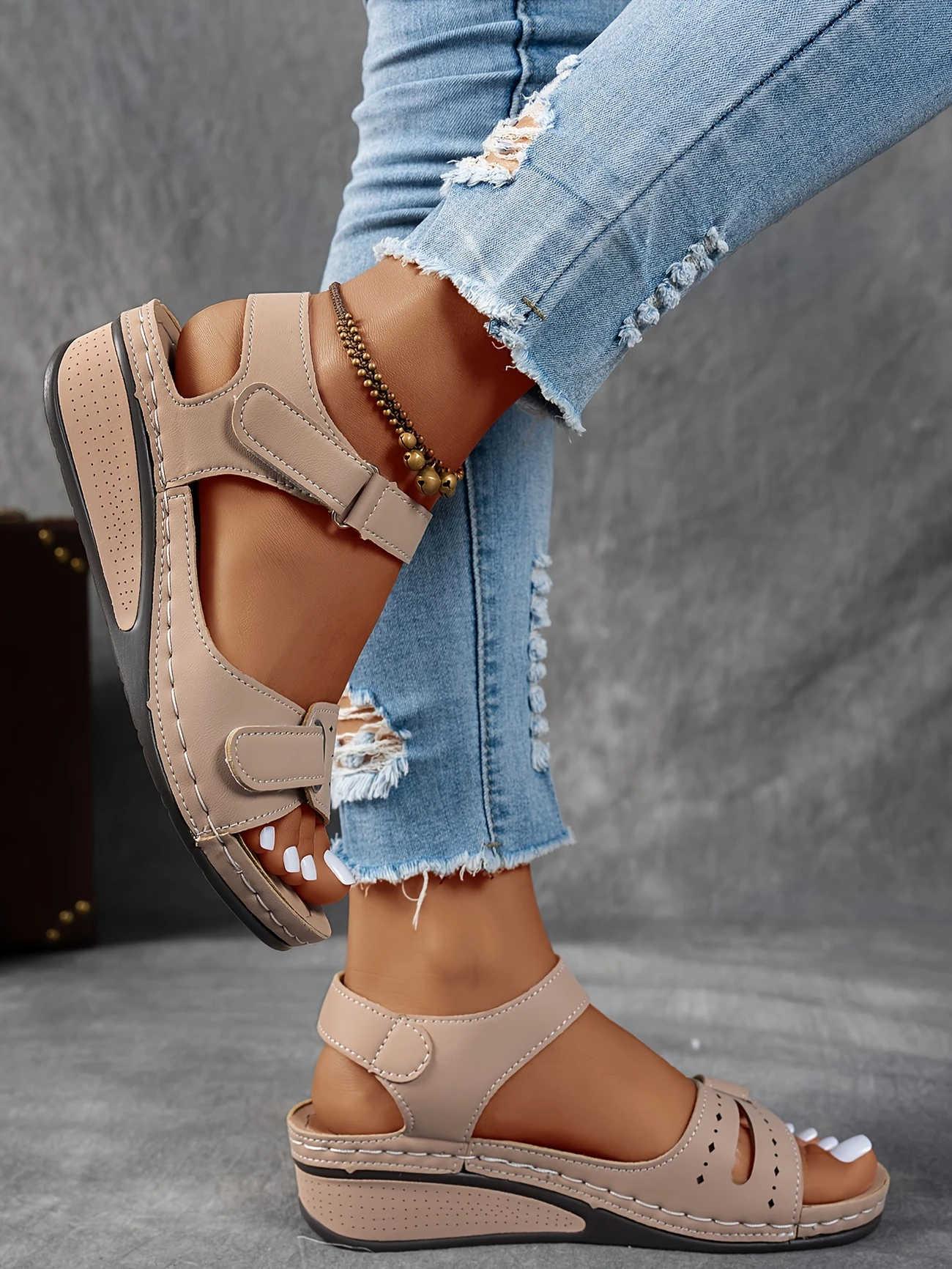 Promoción de último día 49%❤️ Sandalias de plataforma de cuña para mujer con correa ajustable