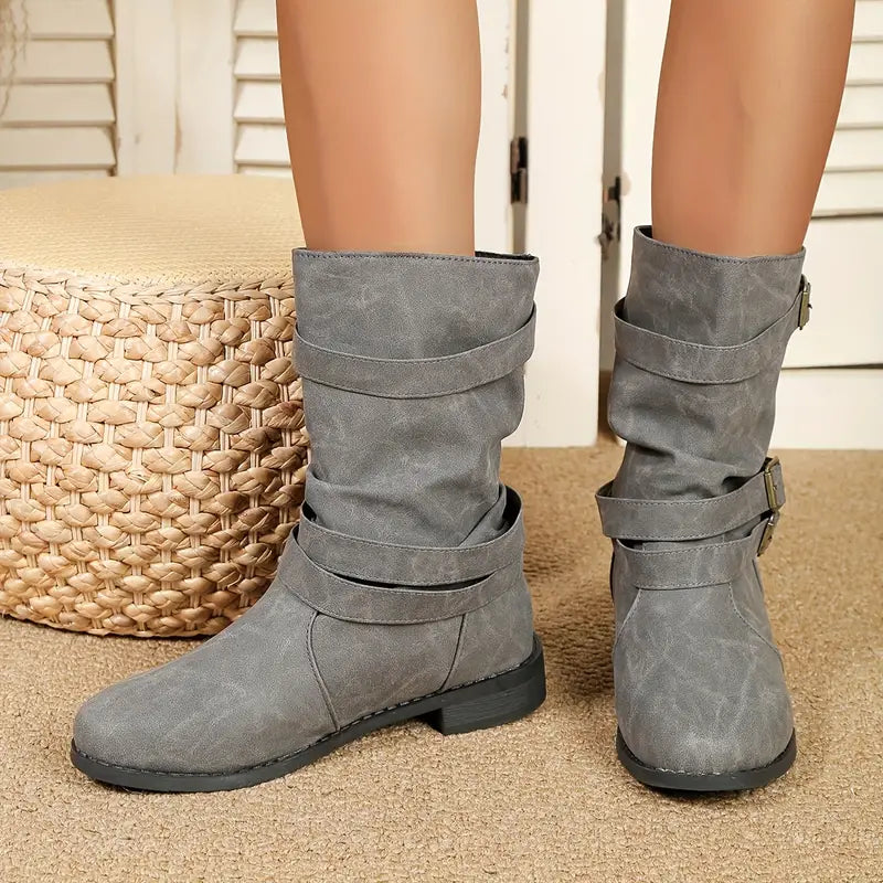 HOT SALE 45% OFFđ„New Fall Winter Women Vintage Round Toe Mid-Calf Boots