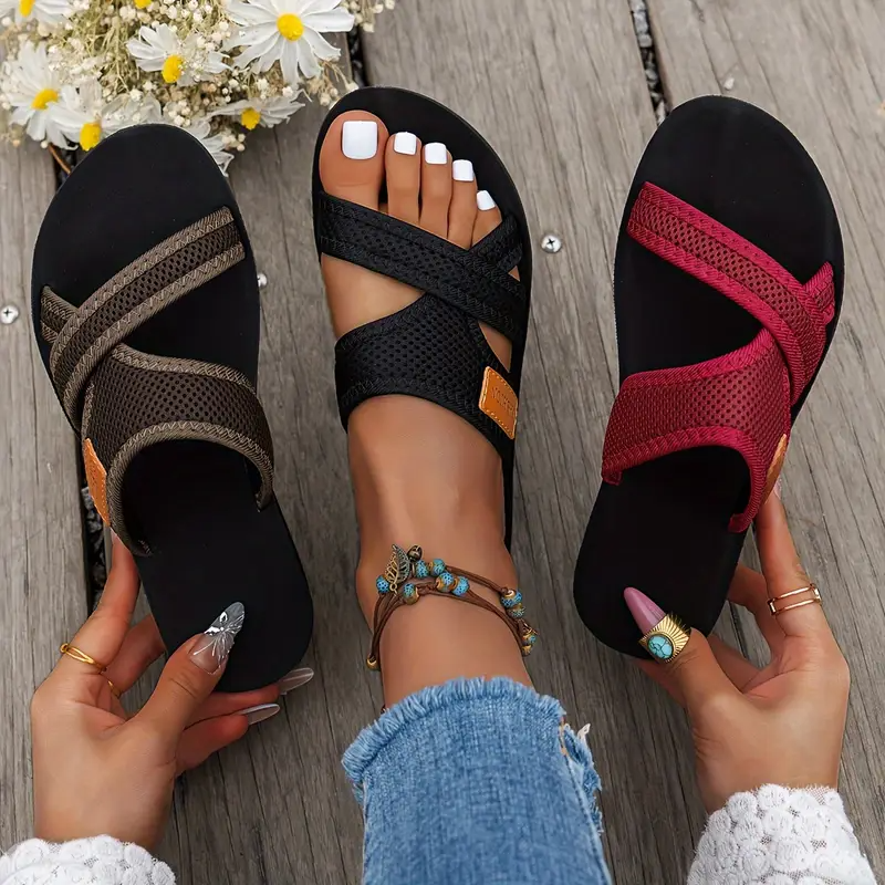 🌸 Último día 49% de descuento ❤️ Sandalias planas con tiras ortopédicas para mujer
