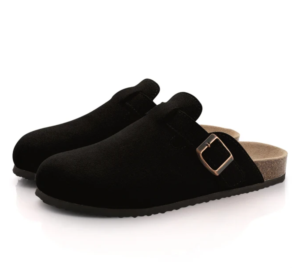 Zuecos de corcho con plantilla suave para primavera y verano, zuecos de piel de ante.