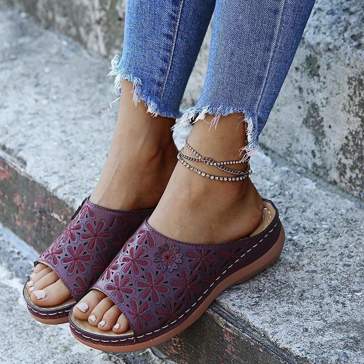 Women's Leather Orthopedic Arch Support Comfy Vintage Sandals