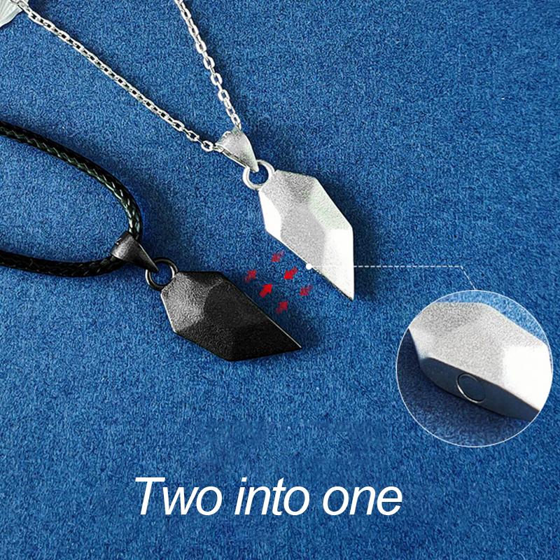 Collar con colgante de dos almas y un corazón para pareja, piedra de los deseos con imán creativo para parejas.