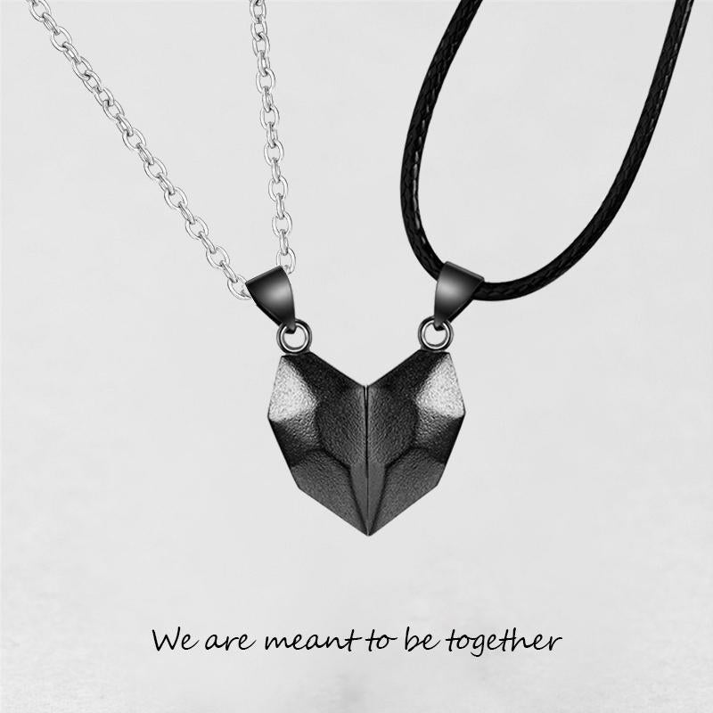 Collar con colgante de dos almas y un corazón para pareja, piedra de los deseos con imán creativo para parejas.
