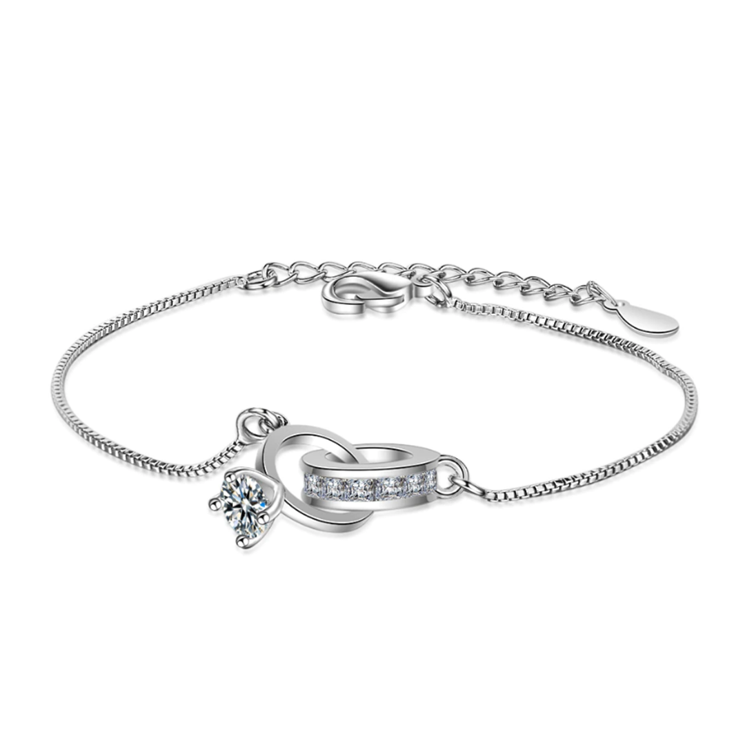 Pulseras con dijes geométricos de corazón y doble círculo