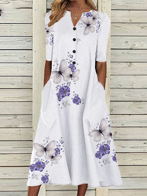 Vestidos elegantes para mujer, vestido de fiesta con botones, manga corta y cuello en V