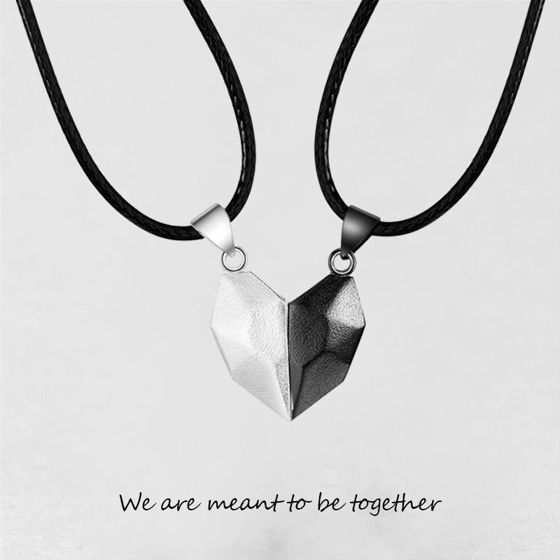 Collar con colgante de dos almas y un corazón para pareja, piedra de los deseos con imán creativo para parejas.