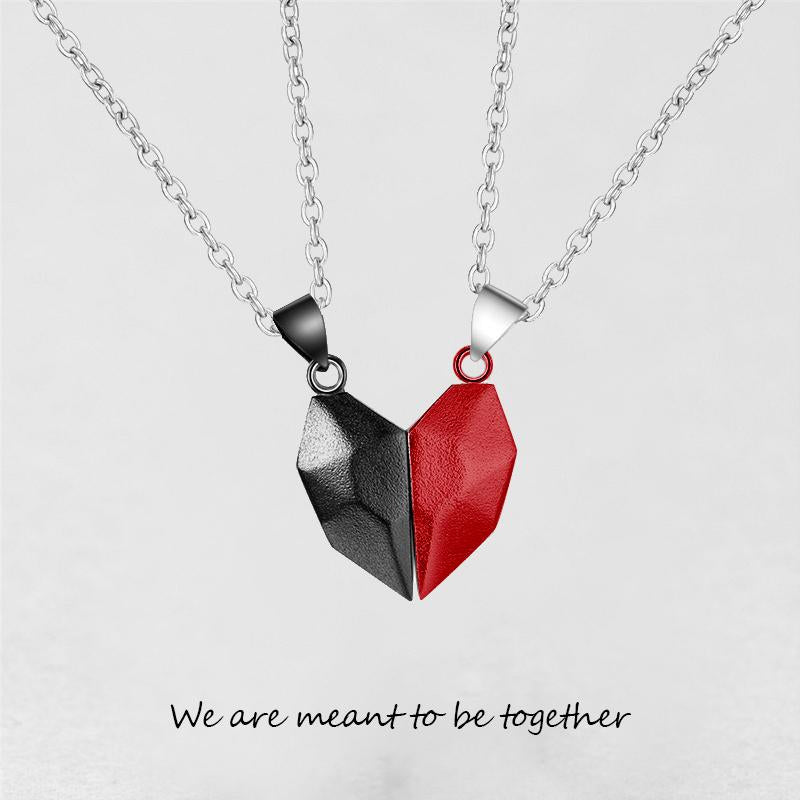 Collar con colgante de dos almas y un corazón para pareja, piedra de los deseos con imán creativo para parejas.