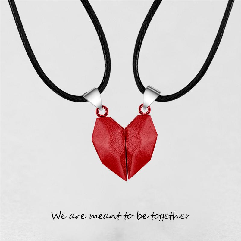Collar con colgante de dos almas y un corazón para pareja, piedra de los deseos con imán creativo para parejas.