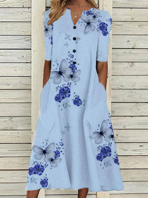 Vestidos elegantes para mujer, vestido de fiesta con botones, manga corta y cuello en V