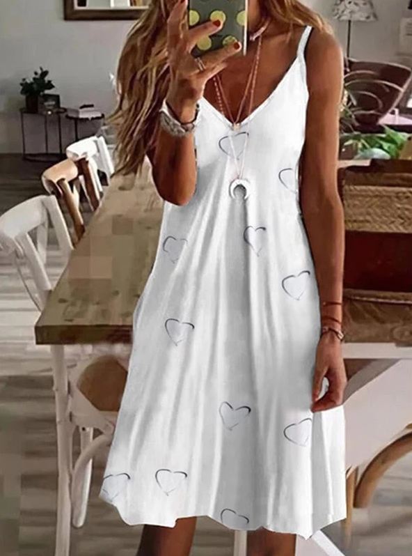 Vestido lencero holgado con cuello en V y estampado sexy