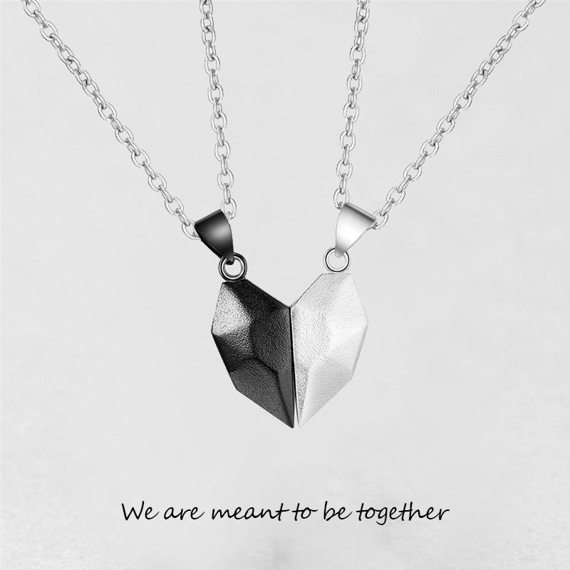 Collar con colgante de dos almas y un corazón para pareja, piedra de los deseos con imán creativo para parejas.
