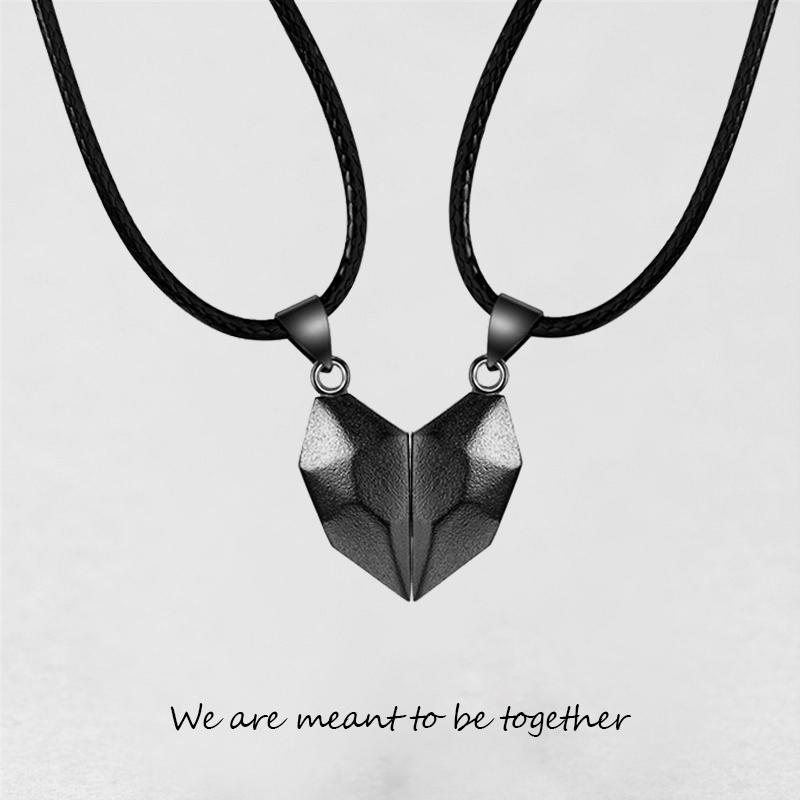 Collar con colgante de dos almas y un corazón para pareja, piedra de los deseos con imán creativo para parejas.