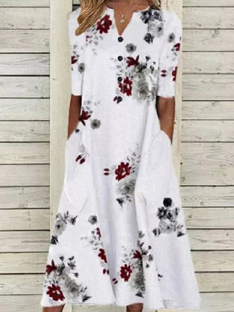 Vestidos elegantes para mujer, vestido de fiesta con botones, manga corta y cuello en V