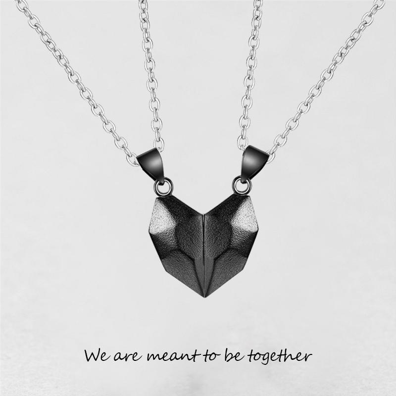 Collar con colgante de dos almas y un corazón para pareja, piedra de los deseos con imán creativo para parejas.
