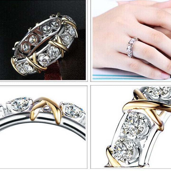 Anillo de plata de ley con cruz de diamantes