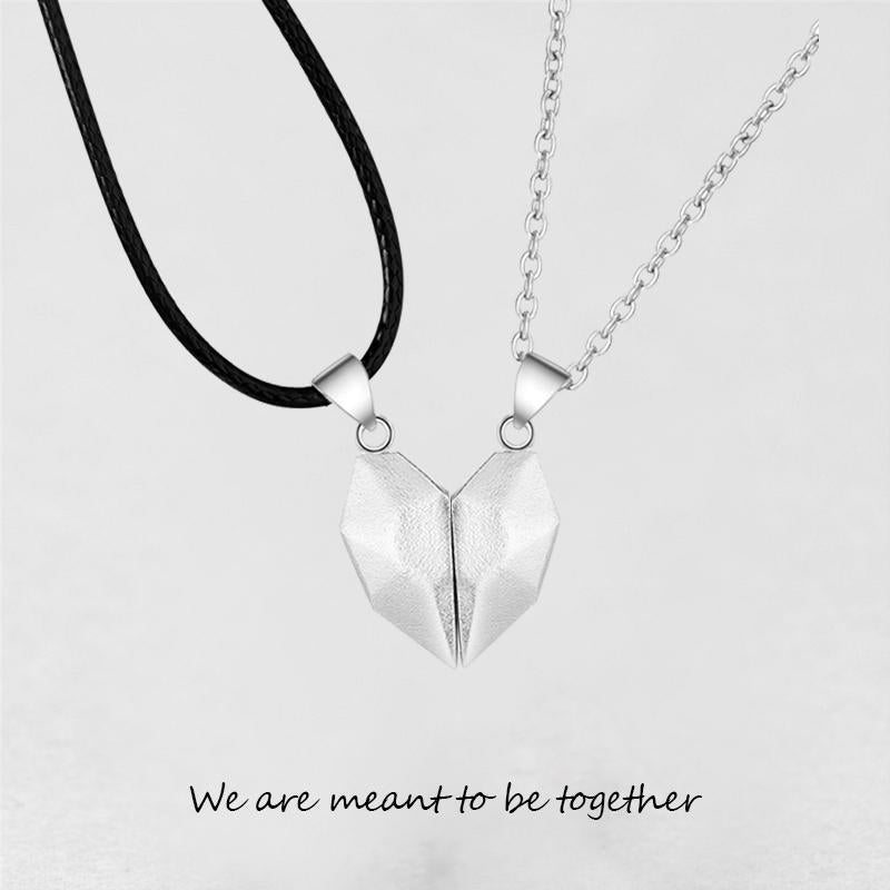 Collar con colgante de dos almas y un corazón para pareja, piedra de los deseos con imán creativo para parejas.