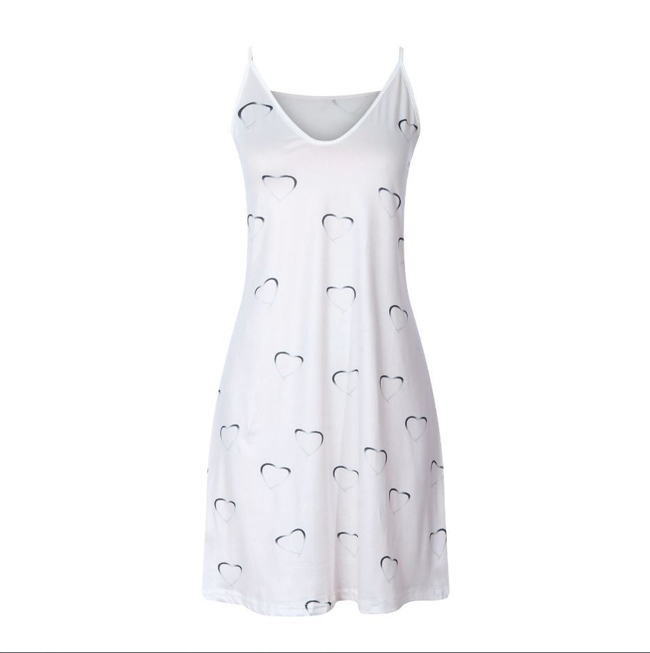 Vestido lencero holgado con cuello en V y estampado sexy