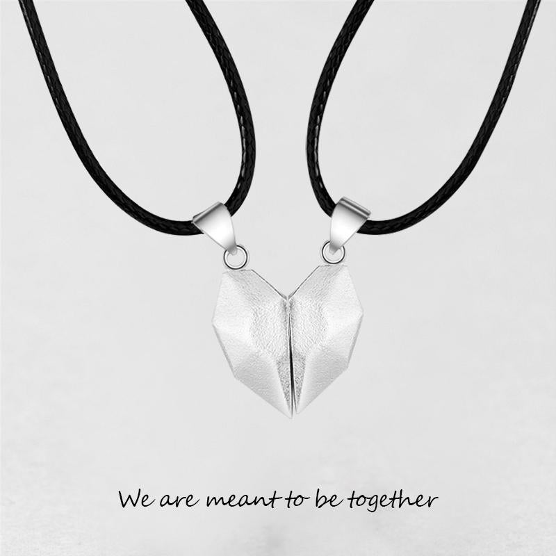 Collar con colgante de dos almas y un corazón para pareja, piedra de los deseos con imán creativo para parejas.
