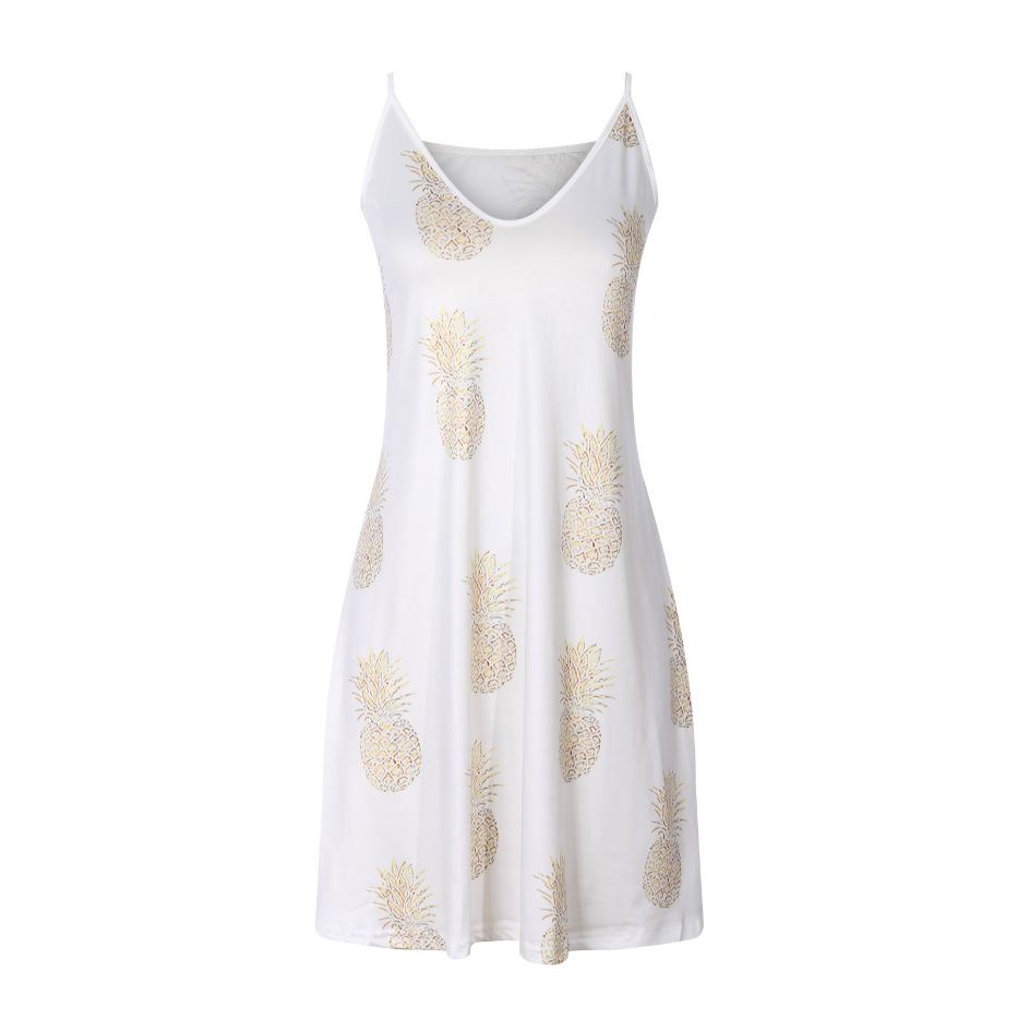 Vestido lencero holgado con cuello en V y estampado sexy